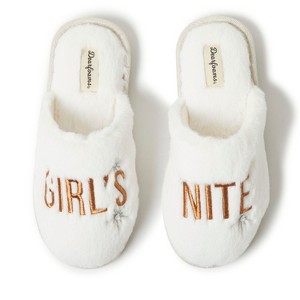 Dearfoams Women's Bridal Celebration Fuzzy Scuff House Slipper - 1 of 4