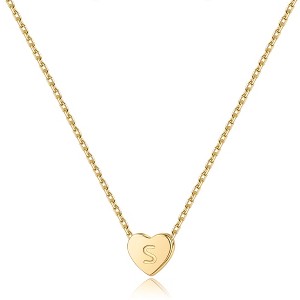 Turandoss S925 Sterling Silver Heart Initial Necklace for Women Girls, 18K Gold Letter Pendant Necklace, Gold Jewelry for Women, Gifts for Girls, 16+3 - 1 of 4