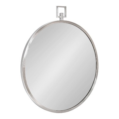 24" x 28" Tabb Round Framed Decorative Wall Mirror Silver - Kate & Laurel All Things Decor