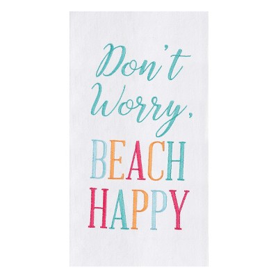 C&F Home Beach Happy Embroidered Flour Sack Cotton Kitchen Towel