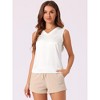 cheibear Women's V Neck Silk Satin Sleeveless Summer Top - 4 of 4