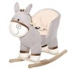 Qaba Kids Rocking Chair, Plush Ride On Rocking Horse Donkey with Sound, Wood Base Seat, Safety Belt, Baby Toddler Rocker Toy for 18 - 36 Months, Gray - image 4 of 4