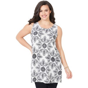 Catherines Women's Plus Size Breezeway Georgette High-Low Tunic Tank - 1 of 4
