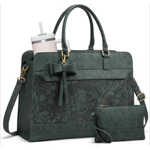 Laptop Tote Bag for Women, Leather Work Bag with Multiple Pockets, Waterproof Business and Teacher Bag - 1 of 4