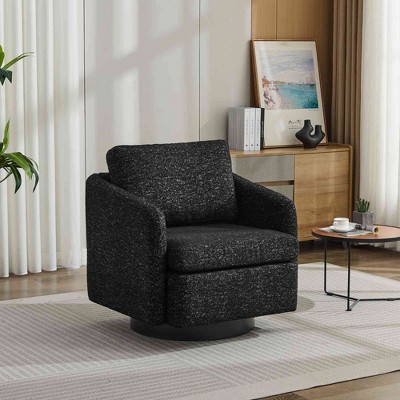 CAVINAS Chenille Swivel Accent Chair with Mid-Height Backrest,Upholstered Swivel Living Room Chairs,Reading Chairs for Living Room