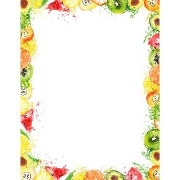 80ct Fruit Splash Letterhead White - Versatile Stationery, Compatible with Printers, Ideal for Invitations & Announcements