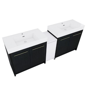 SEVOBAL Bathroom Vanities 84 Inch Freestanding Bathroom Vanity With Resin Sink Soft Closing Door for Bathroom, Black, 82.7"*18.1"*35.1" - 1 of 4