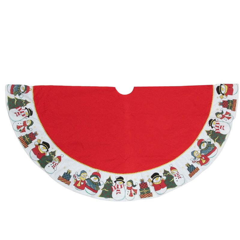 Northlight 48" Red and White Jolly Snowman Christmas Tree Skirt, 3 of 6