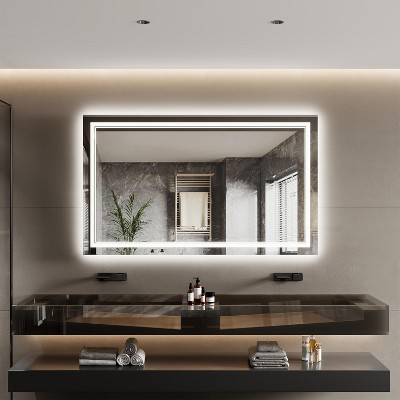 Frameless LED Bathroom Mirror, Backlit & Front Lit, RGB, Dimmable, Anti-Fog, Memory, Shatter-Resistant, ETL Listed Vanity Wall Mirro