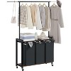 Laundry Sorter 2/3/4 Section with Rolling Hamper, Hanging Rack, Shelf & Lockable Wheels, Heavy Duty Laundry Organizer Cart for Bedroom/Bathroom - 2 of 4