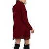 Women Knitting Turtleneck Long Sleeve Loose Lace Spliced Cotton Casual T Shirt Dress - 3 of 4