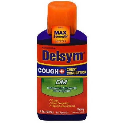 Delsym Cough Plus Chest Congestion DM Relief Liquid - Dextromethorphan - Cherry - 6 fl oz