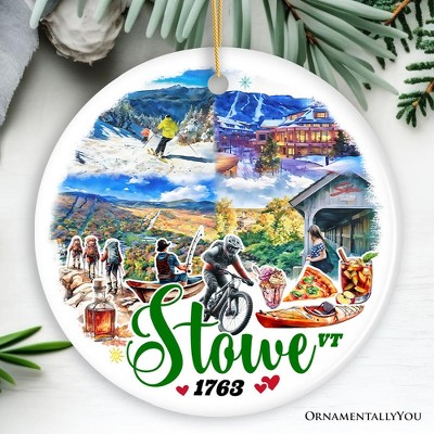 Artistic Stowe Vermont Ornament, Classic New England Mountain Town Christmas Gift and Souvenir | OrnamentallyYou