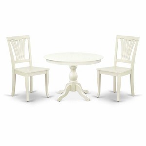3-Piece Linen White Finish Solid Wood Top - Dining Room Set - Seats 4 - 1 of 4