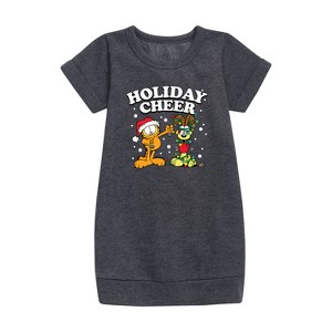 Girls' - Garfield - Feliz Navi Dog Graphic Short Sleeve Fleece Dress - 1 of 3
