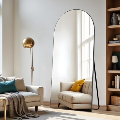 PexFix 71"x31" Arch Solid Wood Full Length Mirror Floor Mirror in Black