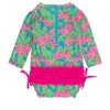 RuffleButts Baby Girls Tropical Long Sleeve UPF50+ One Piece Rash Guard - 2 of 4