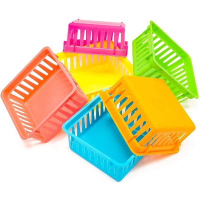 Bright Creations 12 Pack 6 Colors Plastic Pen & Pencil Storage Baskets Trays for Classroom Organizer Drawers Shelves Closet and Desk