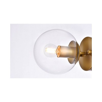 Elegant Midcentury Modern Brass Dimmable Sconce with Clear Glass