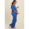Pinkblush Blue Textured Knit Oversized Tee And Pants Maternity Set - 3 of 4