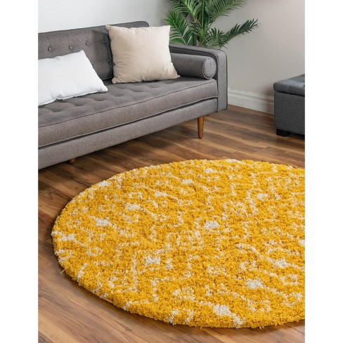 Unique Loom 3' 3 X 3' 3 Round Moroccan Trellis Shag Yellow Area Rug ...