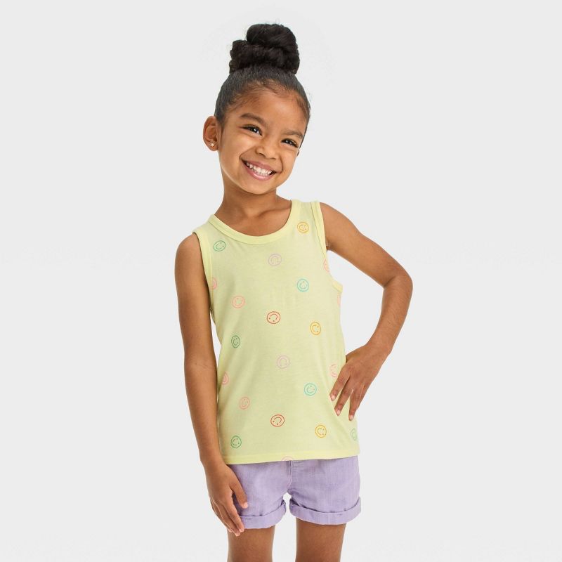 Toddler Girls' Smiles Tank Top - Cat & Jack™ Light Yellow, 1 of 5