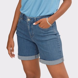 Women's Cuffed Denim Shorts - LASCANA - 1 of 4