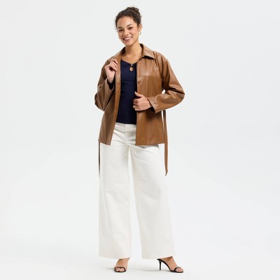 A New Day Women's Tie-Waist Trench Coat - A New Day™ Brown XL — фото 3