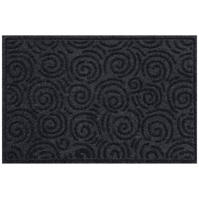 2'x3' Aqua Shield Swirls Indoor/Outdoor Doormat Charcoal Gray - Bungalow Flooring