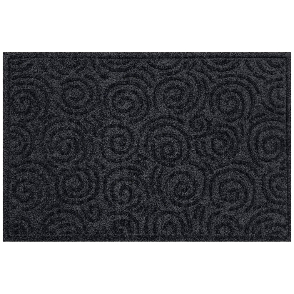 Photos - Doormat Bungalow Flooring WaterHog 2'x3' Swirls Indoor/Outdoor  Charcoal Gray 