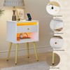 Pinmoco LED Nightstand with Charging Station, Modern Bedside Table with Drawer - 3 of 4