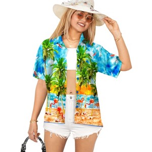 HAPPY BAY Hawaiian Shirts Womens Casual Summer Beach Party Tropical Colorful Tops Blouses Short Sleeve Dress Shirts Dresses for Women - 1 of 4