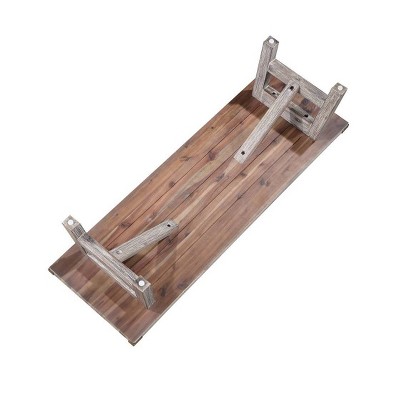 Mid-Century Modern Acacia Wood Plant Accent Table in Light Barnwood