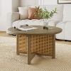 Christopher Knight Home Nova Farmhouse Rattan Rubberwood Round Coffee Table with Criss Cross Design - 2 of 4