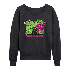 Women's - MTV - Slime Logo Lightweight French Terry Wide Neck Long Sleeve Shirt - 1 of 4