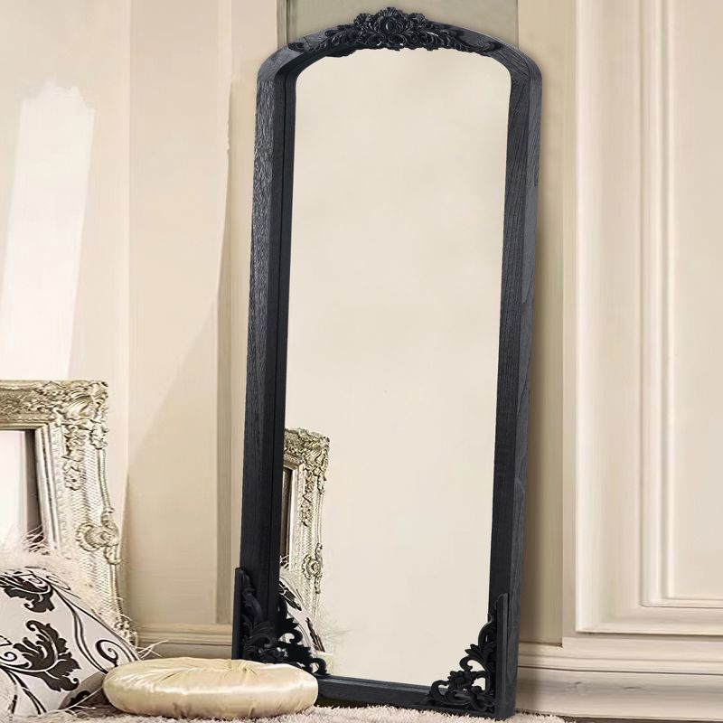 Neutypechic Wood Frame Arched Top with Carving Full Length Mirror Large Wall Mirror, 2 of 8