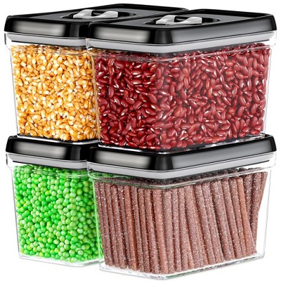 DWËLLZA KITCHEN Black Lids Clear Plastic Airtight BPA-Free Food Storage Containers