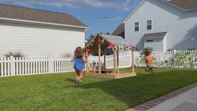 Funphix Wooden Sandbox Playhouse with Bench and Planter