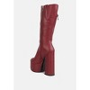 Tzar Faux Leather High Heeled Platfrom Calf Boots Women - 3 of 4