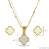 Gold Titanium Steel Clover - Themed Modern Women's Jewelry Set - 4 of 4