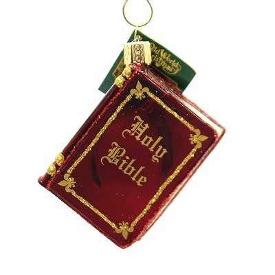 Old World Christmas 3.0 Inch Bible Red. Religious Baptism Tree Ornaments