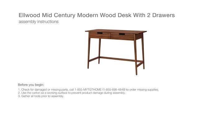 Ellwood Wood Writing Desk with Drawers - Threshold™, 2 of 8, play video