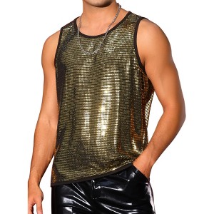 Lars Amadeus Men's Sequin Shiny Nightclub Party Metallic Sleeveless Tank Top - 1 of 4