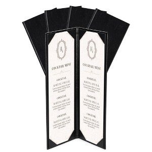 WeChef Restaurant Menu Covers 4.25x14" Double Fold 2 View PU Leather with Angled Corners for Wine List Bar Hotel 5 Pack - 1 of 4