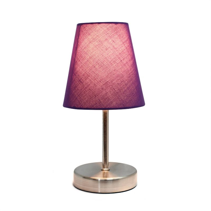 10.5" Petite Metal Stick Bedside Table Desk Lamp in Sand Nickel with Fabric Shade - Creekwood Home, 3 of 8