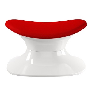 HomeRoots 21" Red and White Wool And Fiberglass Contempo Footstool Ottoman - 1 of 3