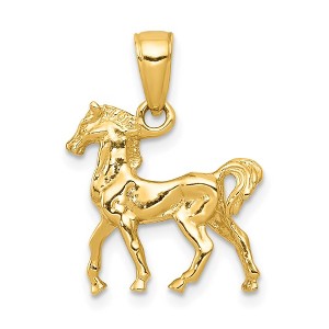 Black Bow Jewelry 14k Yellow Gold 3D Small Walking Horse Pendant - 1 of 4