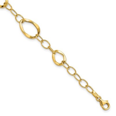Black Bow Jewelry 14k Yellow Gold Italian 10mm Polished Link Chain Bracelet, 7.25 Inch