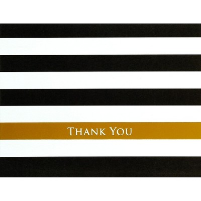 JAM Paper Everyday Thank You Card Sets BK Gold Striped 20 Cards and Envelopes 52611807695