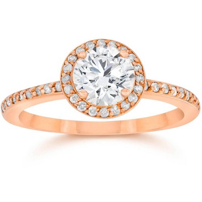 Pompeii3 7/8 Carat Diamond Halo Engagement Ring 14K Rose Gold